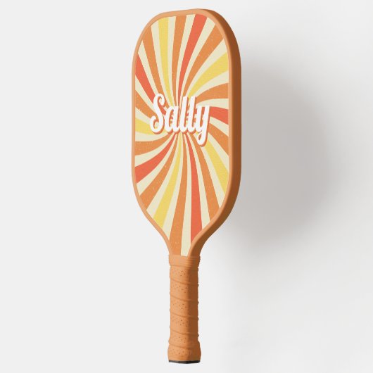 Gepersonaliseerde naam Retro gebogen regenboog Pickleball Paddle (Links)