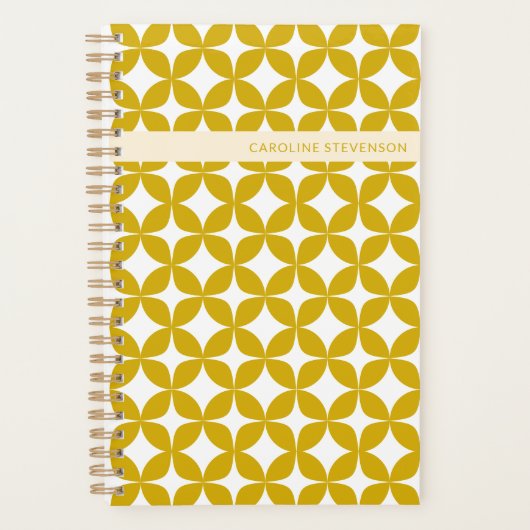Gepersonaliseerde naam Retro Geometrische Gouden G Planner (Voorkant)