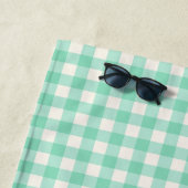 Gepersonaliseerde naam Retro Mint Green Gingham Pl Strandlaken (In situ)