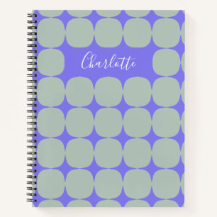 Gepersonaliseerde naam Retro Paarse groene geometr Notitieboek