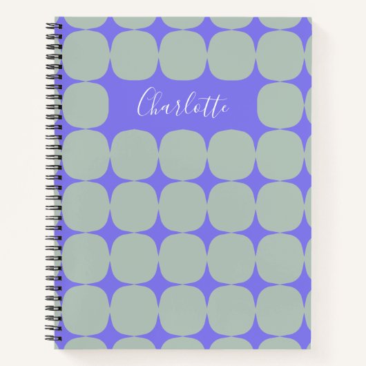 Gepersonaliseerde naam Retro Paarse groene geometr Notitieboek (Voorkant)