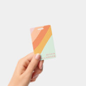 Gepersonaliseerde naam Retro Stripes Pastel Mint P Badge (Handheld)