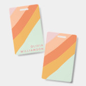 Gepersonaliseerde naam Retro Stripes Pastel Mint P Badge (Voor- en achterkant)