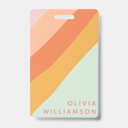 Gepersonaliseerde naam Retro Stripes Pastel Mint P Badge (Voorzijde)