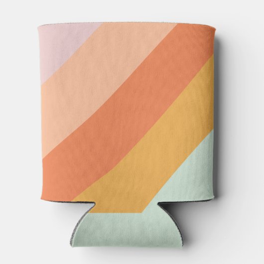 Gepersonaliseerde naam Retro Stripes Pastel Mint P Blikjeskoeler (Achterkant)