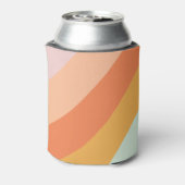 Gepersonaliseerde naam Retro Stripes Pastel Mint P Blikjeskoeler (Blikje Achterkant)