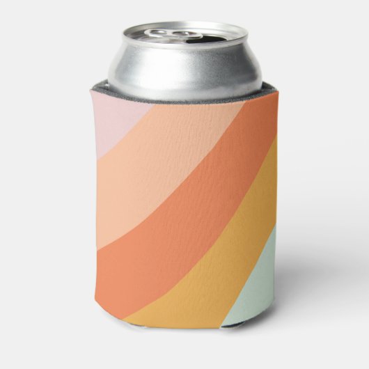 Gepersonaliseerde naam Retro Stripes Pastel Mint P Blikjeskoeler (Blikje Achterkant)