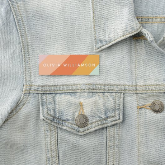 Gepersonaliseerde naam Retro Stripes Pastel Mint P Naamplaatje (In situ)