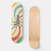 Gepersonaliseerde naam Retro Stripes Typografie Persoonlijk Skateboard (Voorkant)