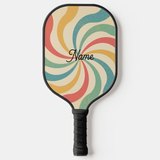 Gepersonaliseerde naam Retro Stripes Typografie Pickleball Paddle (Voorkant)