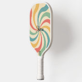 Gepersonaliseerde naam Retro Stripes Typografie Pickleball Paddle (Links)
