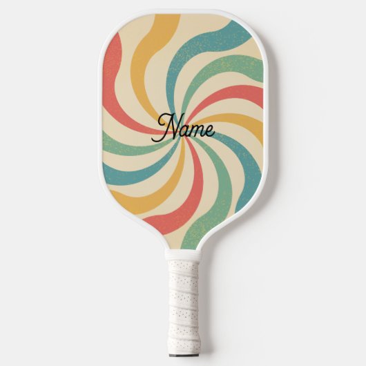 Gepersonaliseerde naam Retro Stripes Typografie Pickleball Paddle (Voorkant)