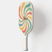 Gepersonaliseerde naam Retro Stripes Typografie Pickleball Paddle (Links)