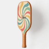 Gepersonaliseerde naam Retro Stripes Typografie Pickleball Paddle (Links)