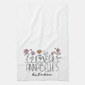 Gepersonaliseerde naam Retro Wildflower Theedoek (Verticaal)