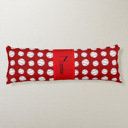 Gepersonaliseerde naam rode basisbollen patroon lichaamskussen (Achterkant)