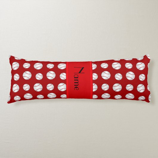 Gepersonaliseerde naam rode basisbollen patroon lichaamskussen (Voorkant)