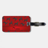 Gepersonaliseerde naam rode doberman pinschers bagagelabel (Achterkant horizontaal)