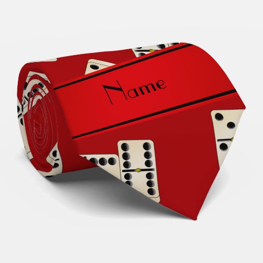 Gepersonaliseerde naam rode domino's stropdas (Opgerold)