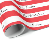 Gepersonaliseerde naam, rode en witte streep cadeaupapier (Rol Hoek)