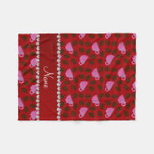 Gepersonaliseerde naam rode roze koffiebonen fleece deken (Voorkant (Horizontaal))