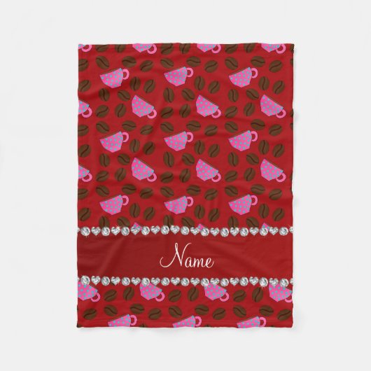 Gepersonaliseerde naam rode roze koffiebonen fleece deken (Voorkant)