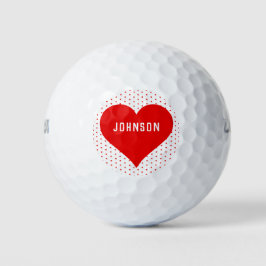 Gepersonaliseerde naam Rode Valentijn Hart Rood &  Golfballen
