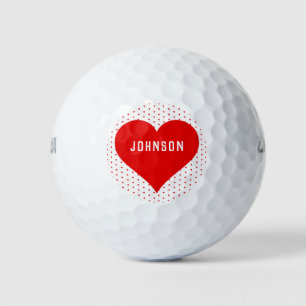Gepersonaliseerde naam Rode Valentijn Hart Rood & Golfballen