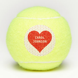 Gepersonaliseerde naam Rode Valentijn Hart Rood & Tennisballen