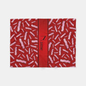 Gepersonaliseerde naam rood baconpatroon fleece deken (Voorkant (Horizontaal))