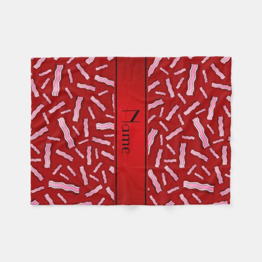 Gepersonaliseerde naam rood baconpatroon fleece deken (Voorkant (Horizontaal))