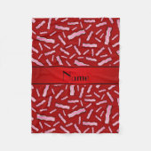 Gepersonaliseerde naam rood baconpatroon fleece deken (Voorkant)
