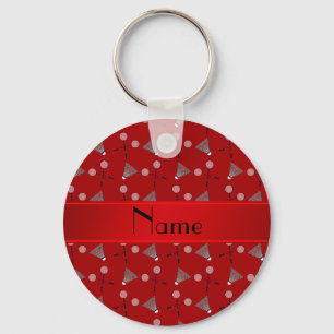 Gepersonaliseerde naam rood badminton patroon sleutelhanger