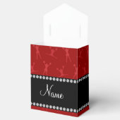 Gepersonaliseerde naam rood cheerleader patroon bedankdoosjes (Geopend)