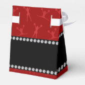 Gepersonaliseerde naam rood cheerleader patroon bedankdoosjes (Achterkant)