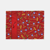 Gepersonaliseerde naam rood croquet patroon fleece deken (Voorkant (Horizontaal))