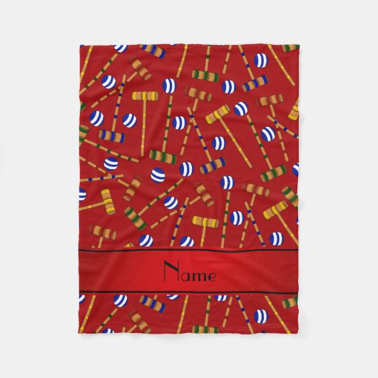 Gepersonaliseerde naam rood croquet patroon fleece deken (Voorkant)