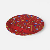 Gepersonaliseerde naam rood croquet patroon papieren bordje (Gekanteld)