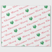 Gepersonaliseerde naam Rood en Wit Vrolijk Kerstfe Cadeaupapier (Vlak)