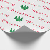 Gepersonaliseerde naam Rood en Wit Vrolijk Kerstfe Cadeaupapier (Hoek)