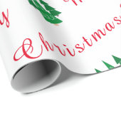 Gepersonaliseerde naam Rood en Wit Vrolijk Kerstfe Cadeaupapier (Rol Hoek)