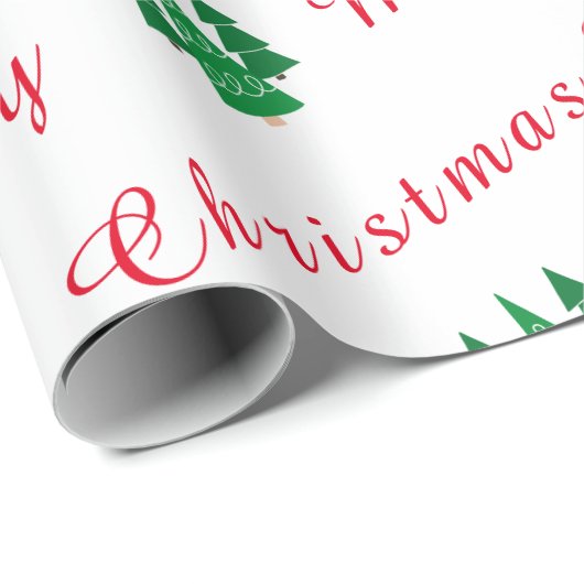 Gepersonaliseerde naam Rood en Wit Vrolijk Kerstfe Cadeaupapier (Rol Hoek)