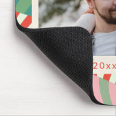 Gepersonaliseerde Naam Rood Groen Roze Kerstfoto Muismat (Hoek)