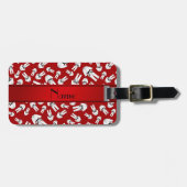 Gepersonaliseerde naam rood karate patroon bagagelabel (Voorkant horizontaal)