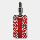 Gepersonaliseerde naam rood karate patroon bagagelabel (Voorkant verticaal)