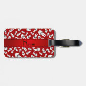 Gepersonaliseerde naam rood karate patroon bagagelabel (Achterkant horizontaal)