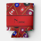 Gepersonaliseerde naam rood kleurig poolpatroon blikjeskoeler (Voorkant)