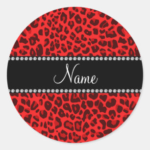 Gepersonaliseerde naam rood luipspatroon ronde sticker