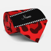 Gepersonaliseerde naam rood luipspatroon stropdas (Opgerold)