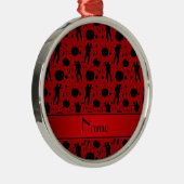 Gepersonaliseerde naam rood schildpadpatroon metalen ornament (Rechts)